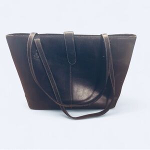 Franklin Covey Genuine Leather Tote Bag Black Classic Work Bag